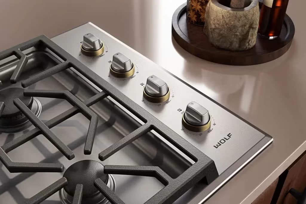 Detalhe de Profissional Cooktop a gás