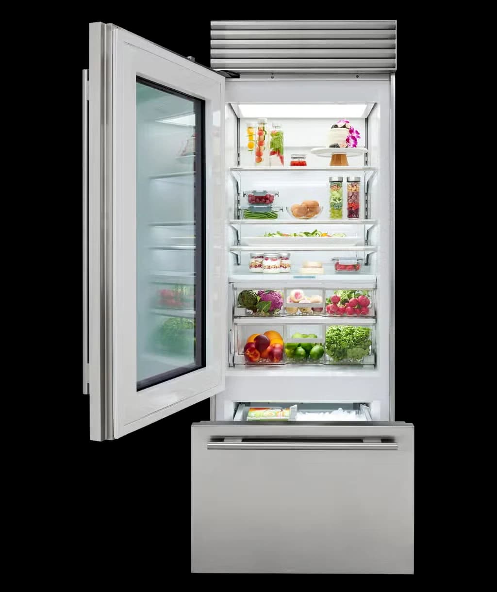 Detalhe de recurso de Classic Combinado superior e inferior Refrigerador/Freezer com Vidro Door